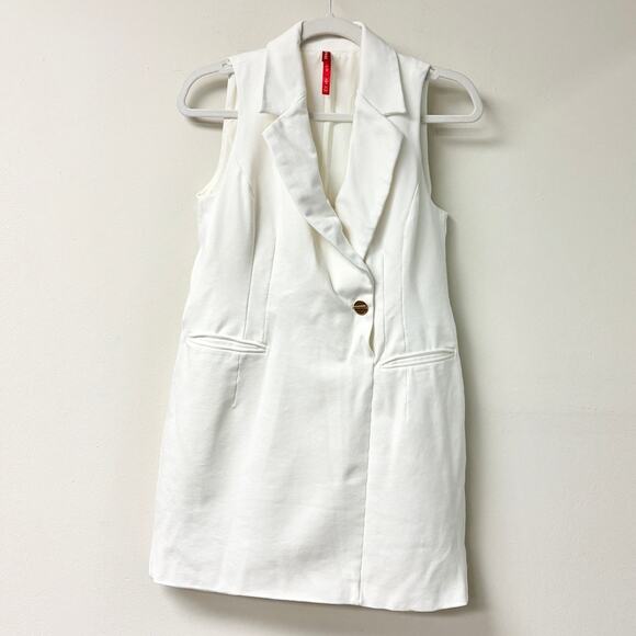 Spanx Notch Lapel Single Breasted The Perfect Vest Dress Powder Women's Size S - Picture 3 of 7